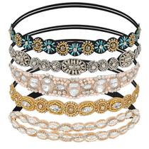 Bandana AMCAMI Beaded Crystal Sparkly para mulheres, 5 unidades