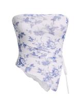 Bandana assimétrica Crop Top Milumia Boho Y2k azul/branca