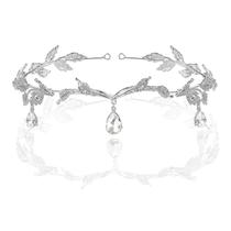 Bandana BABEYOND Elegant Rhinestone Leaf Wedding Silver