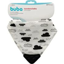 Bandana Baby Com Mordedor Nuvem Preto E Branco -BUBA