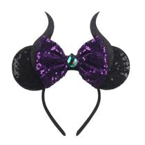 Bandana Black Devil Horns Mouse Ears para mulheres e meninas Bandana Black Devil Horns Mouse Ears para mulheres e meninas