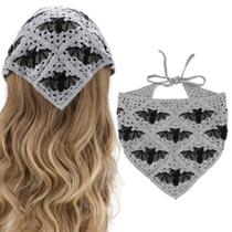 Bandana BQSAZHYJ Gothic Crochet Bat Pattern Algodão Feminina Bandana BQSAZHYJ Gothic Crochet Bat Pattern Algodão Feminina