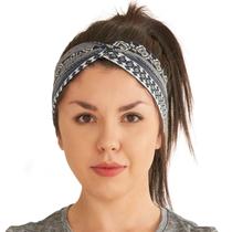 Bandana CHARM Boho Twist Turban elástica de algodão cinza para mulher