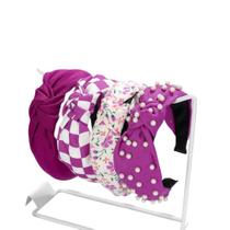 Bandana com nó YOEMAYUNER para mulheres, flor quadriculada x4 Bandana com nó YOEMAYUNER para mulheres, flor quadriculada x4