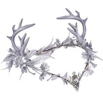 Bandana Crown MOSTORY Silver Antler Elf Fairy Flower para mulher