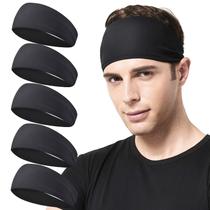 Bandana de corrida Acozycoo para homens, pacote com 5 faixas de moletom preta