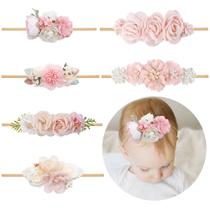 Bandana de flores para bebês e meninas, faixas de cabelo elásticas NUWAJP, 6 peças