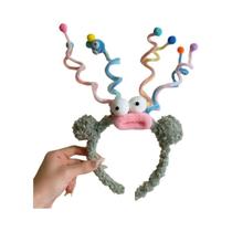 Bandana de Natal com Monstro Engraçado - Acessório de Cabelo DIY em Rolo de Lã Bandana de Natal com Monstro Engraçado - Acessório de Cabelo DIY em Rolo de Lã