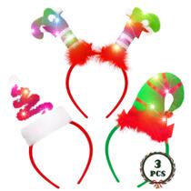 Bandana de Natal HOVACY Light Up com luzes LED, 3 unidades