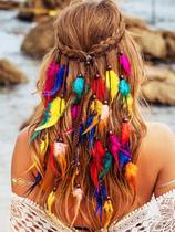 Bandana de penas GENBREE Boho Rainbow Hair Accessories Feminina