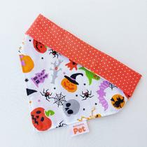 Bandana dupla face para cachorro ou gato branca com estampa de Halloween