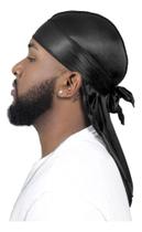 Bandana Durag Waves Touca Afro De Cetim Preto