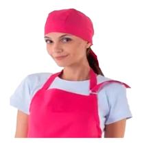 Bandana em Tecido Oxford e Ajuste na Cabeça para Cozinheiro (a) Cor:Rosa chicleteTamanho:Único
