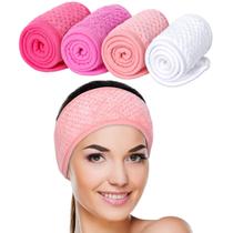 Bandana facial Spa Whaline, pacote com 4 faixas de cabelo ajustáveis