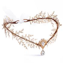 Bandana Fairy Floral MOSTORY Gold Elf Flower Crown para mulher