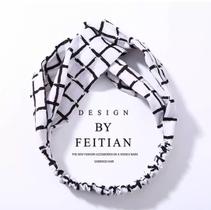 Bandana Faixa Cabelo Headband Elástico Listra Preto T3815