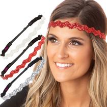 Bandana feminina Hipsy ajustável antiderrapante, moderna, pacote com 3
