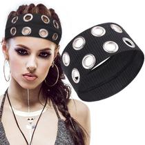 Bandana feminina Noverlife, ilhós ocos, elástica, preta Bandana feminina Noverlife, ilhós ocos, elástica, preta