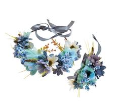 Bandana floral LLinfflr Fairy Flower Crown para mulheres azul Bandana floral LLinfflr Fairy Flower Crown para mulheres azul