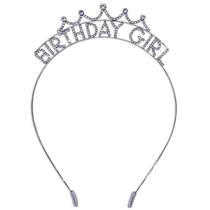 Bandana FROG SAC Birthday Girl Crown Rhinestone Tiara Silver