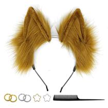 Bandana GaliaFaya Cat Wolf Ears feita à mão em pele sintética marrom Bandana GaliaFaya Cat Wolf Ears feita à mão em pele sintética marrom