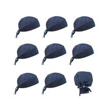 Bandana Jeans Chef Cozinha Touca Azul Unissex Ajustavel 10un