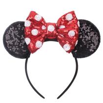 Bandana JIAHANG Polka Dot Mic Mouse Ear Lantejoulas e laço para mulheres