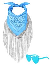 Bandana JIANGLAI con Flecos y Rhinestones con Gafas de Sol con Corazón Azul