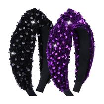 Bandana Lanmerry Knotted, 2 peças de glitter, lantejoulas, veludo, feminina Bandana Lanmerry Knotted, 2 peças de glitter, lantejoulas, veludo, feminina