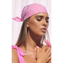 Bandana Lenço Floral Rosa Tradicional Unissex