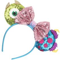 Bandana Leziazany Christmas Monster Mouse Ears, laço de lantejoulas