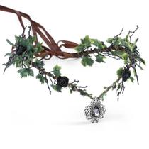 Bandana MOSTORY Black Fairy Flower Crystal Elf Crown para mulher