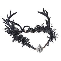Bandana MOSTORY Black Flower Antler Crown para mulheres