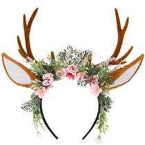 Bandana MOSTORY, chifres de rena de chifre feitos à mão com orelhas marrons