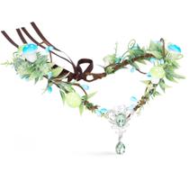 Bandana MOSTORY Cosplay Elf Crown em forma de V Crystal Aqua Green Bandana MOSTORY Cosplay Elf Crown em forma de V Crystal Aqua Green