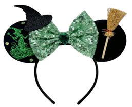 Bandana Mouse Ears Evil Witch com mini vassoura mágica e chapéu