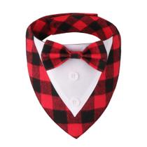 Bandana para cães ADOGGYGO, vermelha, xadrez, gravata borboleta de Natal média