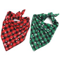 Bandana para cães Malier Christmas Classic Plaid Snowflake, pacote com 2