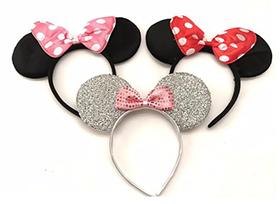 Bandana PINSUKO Minnie Mouse Ears Preto Vermelho Rosa Prata x3