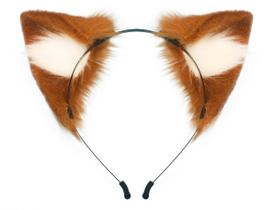 Bandana QinRuan Cat Fox, pele sintética, orelhas, Halloween, cosplay