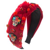 Bandana Red Velvet Skull & Rose Halloween para adultos Bandana Red Velvet Skull & Rose Halloween para adultos