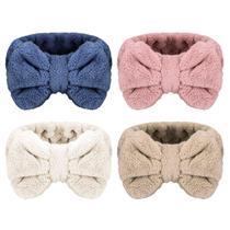 Bandana Senkary Bow Makeup Microfiber Spa, pacote com 4 unidades femininas