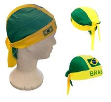 Bandana Touca Brasil Torcedor Verde E Amarela Bandeira