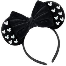 Bandana Trnerm Mouse Ears, tamanho grande, tecido felpudo preto