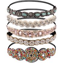 Bandanas AMCAMI Rhinestone Beaded Elastic para mulheres (5 unidades)
