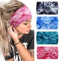 Bandanas Boho Tie-Dye com nós largos e elásticos para mulheres x4 Bandanas Boho Tie-Dye com nós largos e elásticos para mulheres x4
