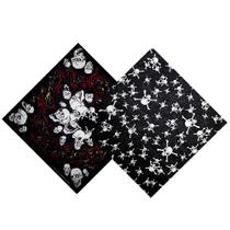 Bandanas De Algodão 2 Unidades Estampas de Caveiras Variadas