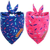 Bandanas de aniversário para cães Realeaf, pacote com 2, azul, rosa, GG