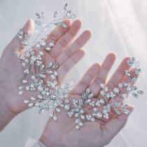 Bandanas de casamento Asooll Silver Pearl Rhinestone para mulheres