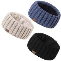 Bandanas de inverno MUTKIS para mulheres, pacote com 3 unidades, tricotadas de lã, forradas com lã